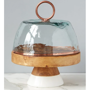 White and Wood Colorblock Cake Stand - Mix Home Mercantile