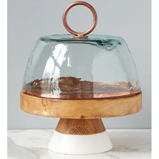 White and Wood Colorblock Cake Stand - Mix Home Mercantile