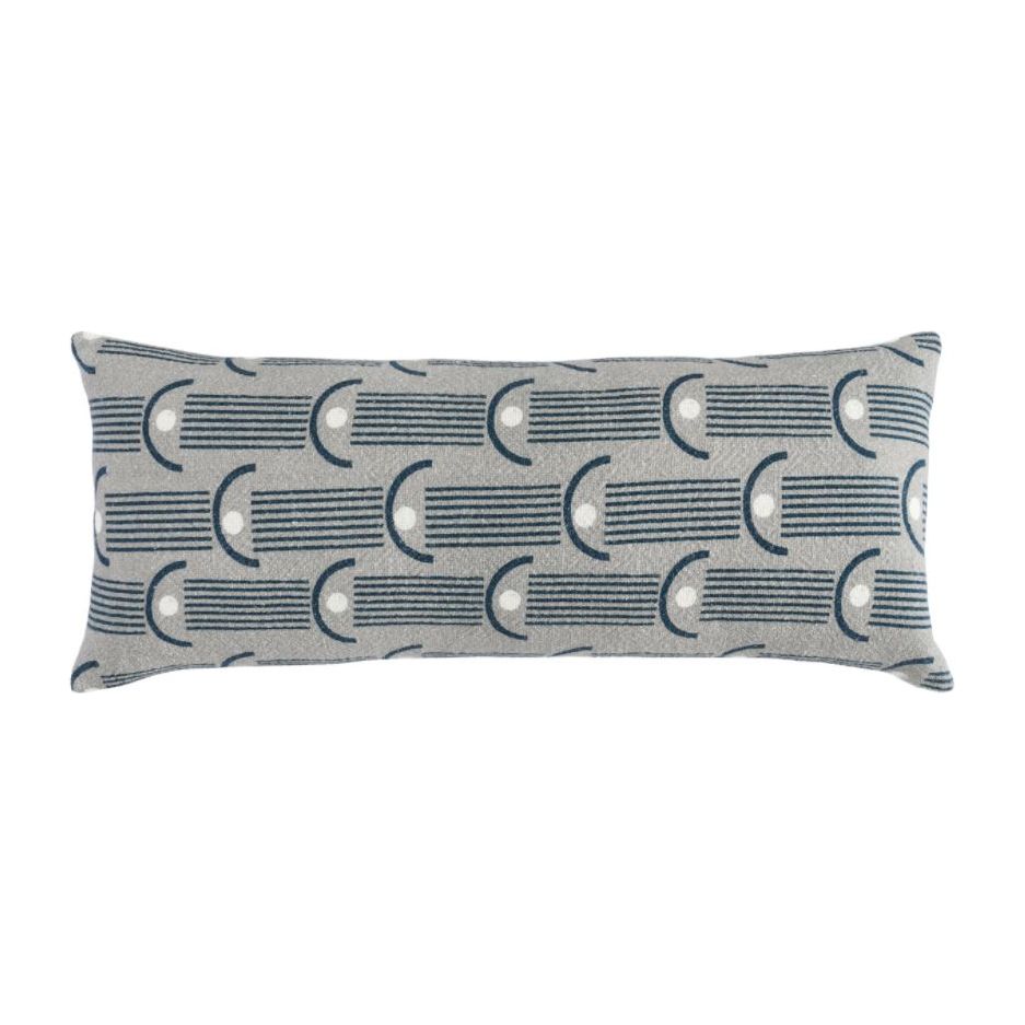 Blue and Grey Printed Lumbar Pillow - Mix Home Mercantile