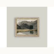 River Mountainscape Framed Antique Art
