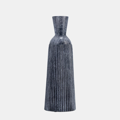 Blue Glass Grooved Vase