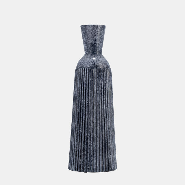 Blue Glass Grooved Vase