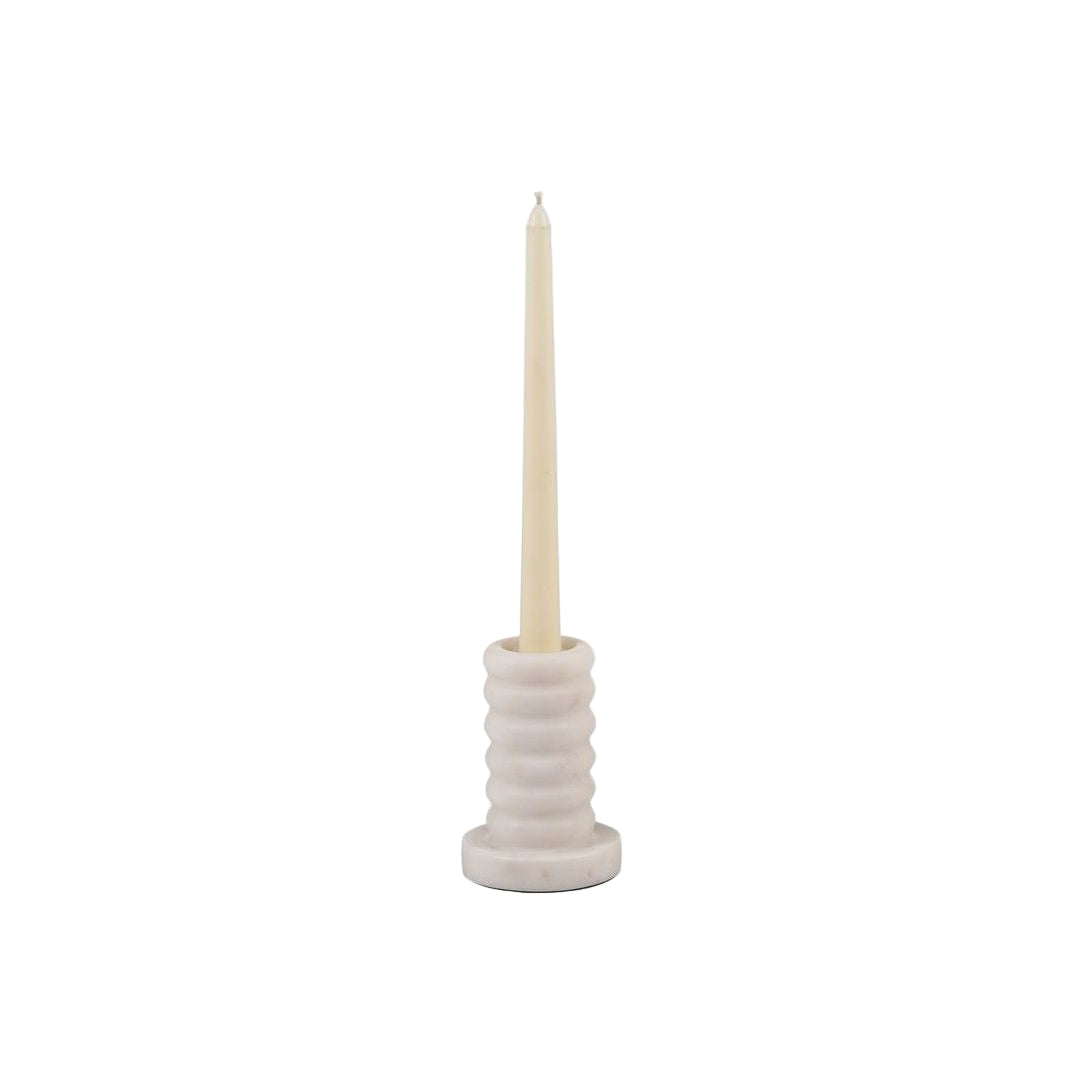 4" Marble Ribbed Taper Candle Holder
