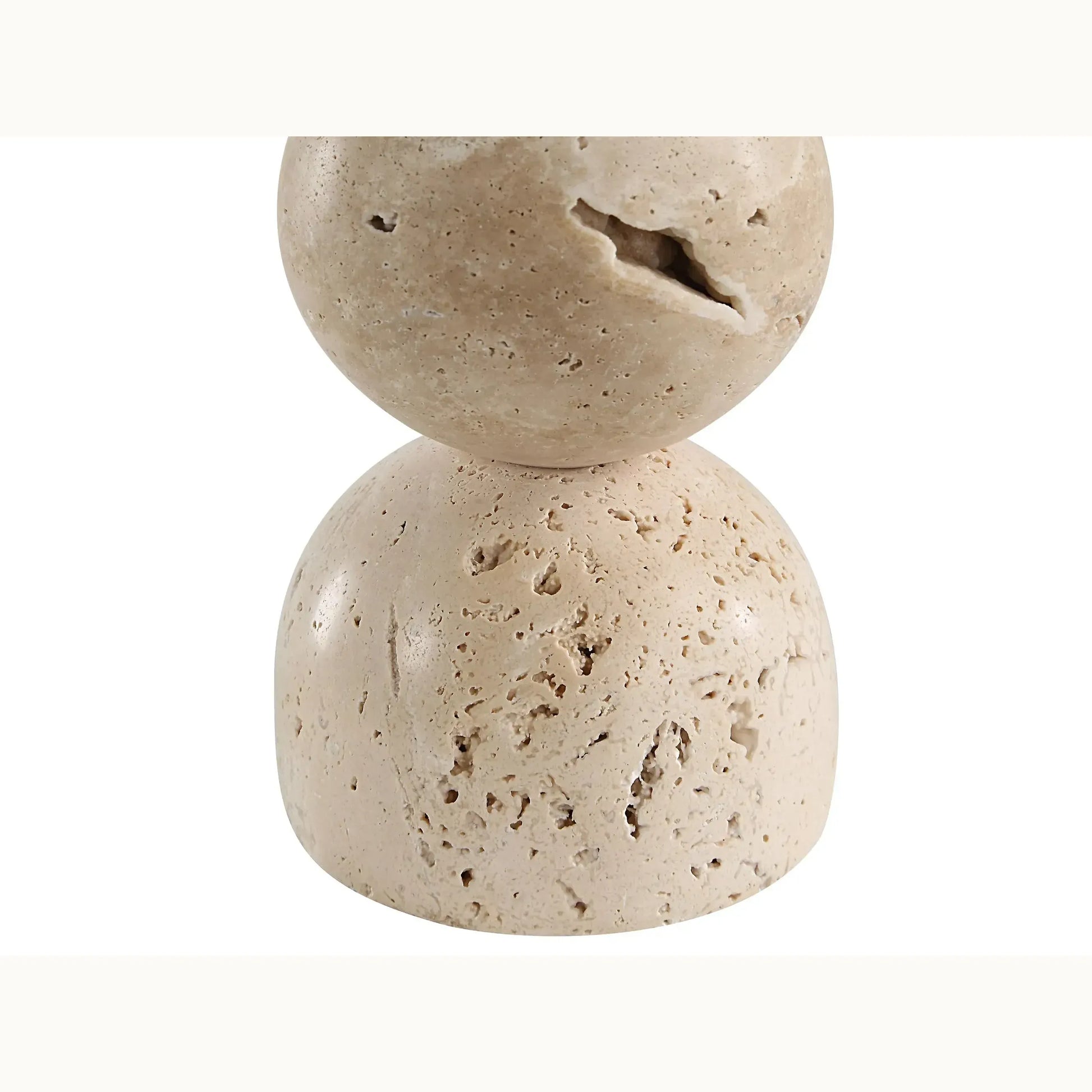 Set of 2 Travertine Abstract Candle Holders