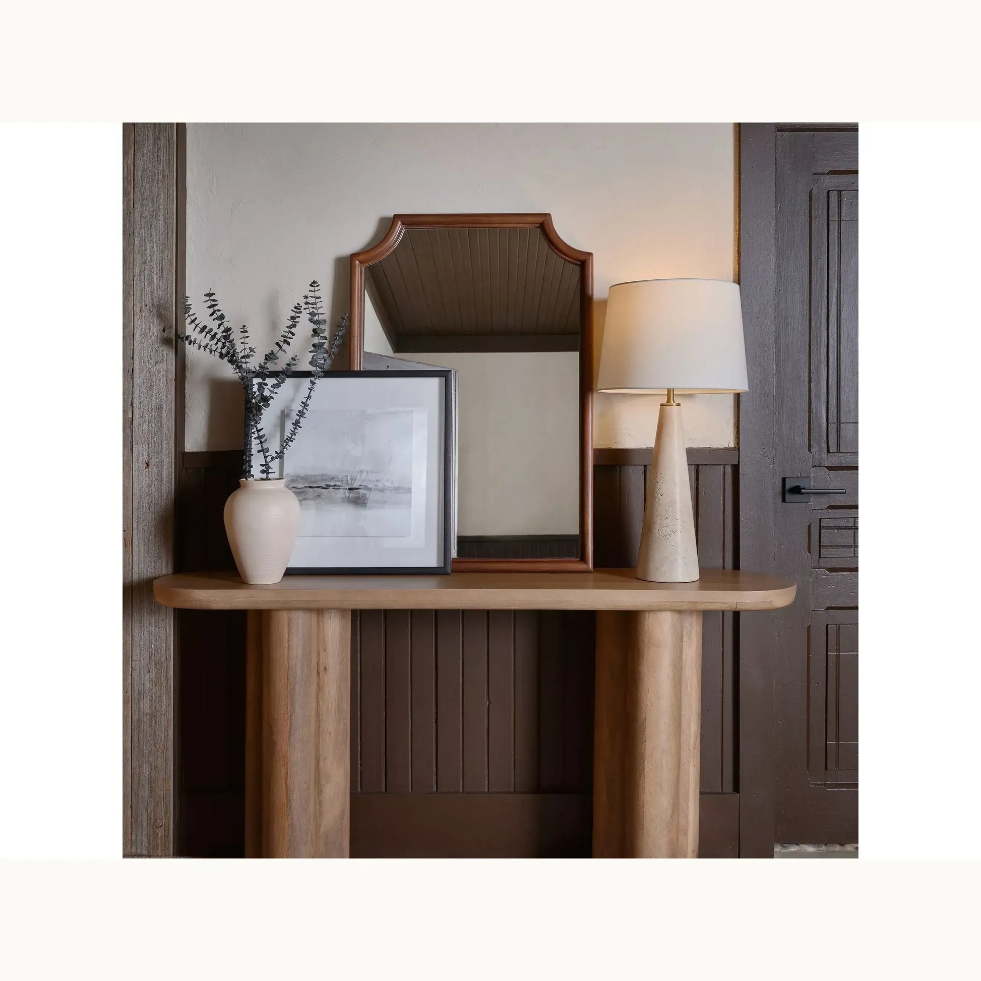 Travertine Tapered Table Lamp