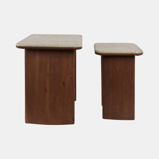 Travertine Nested Side Tables