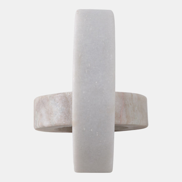 White & Beige Marble Double Ring