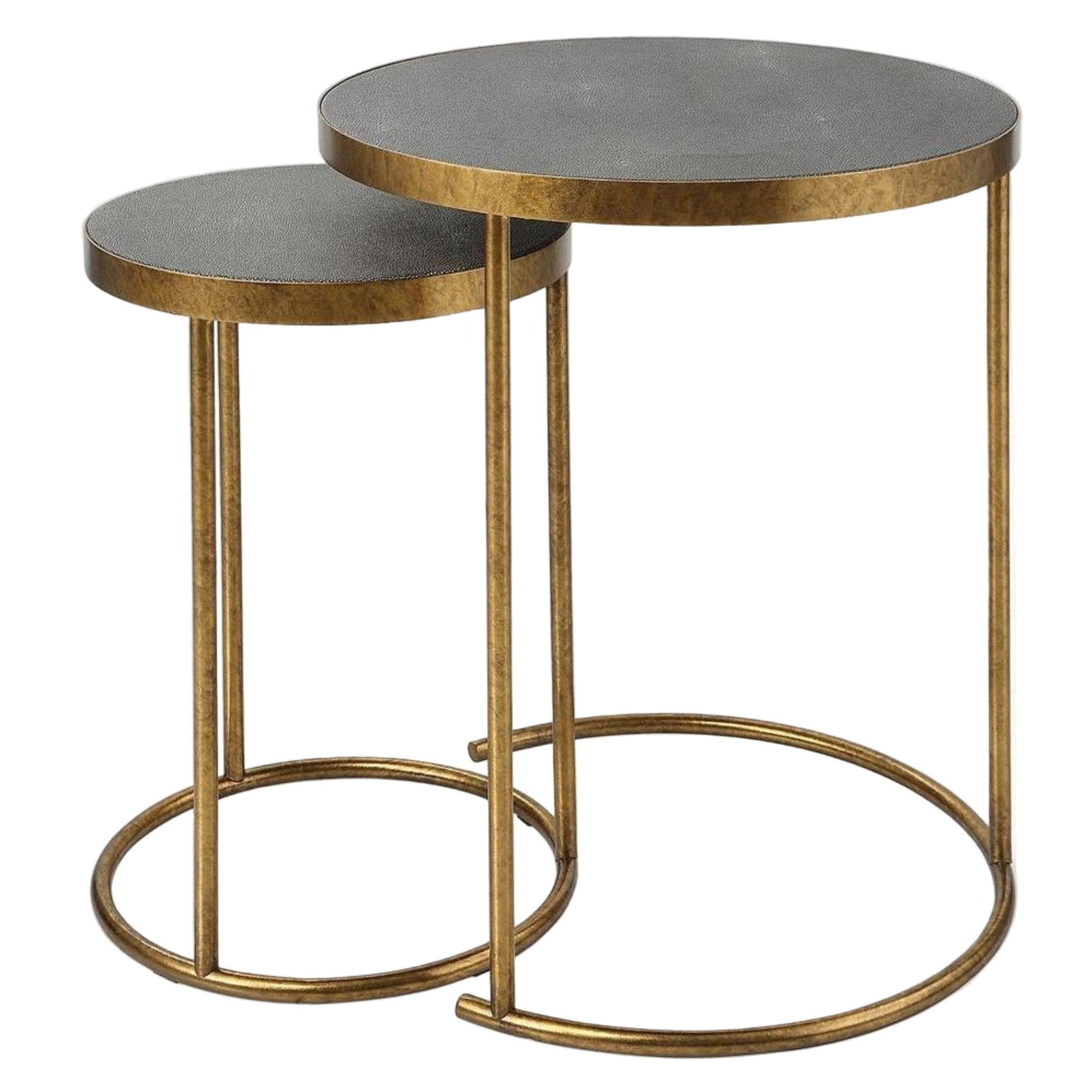 Antiqued Brass and Gray Nesting Tables