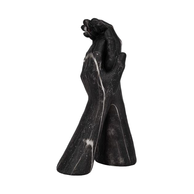 13" Black Marbled Hands Sculpture