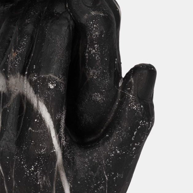 13" Black Marbled Hands Sculpture