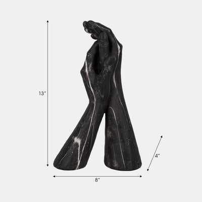 13" Black Marbled Hands Sculpture