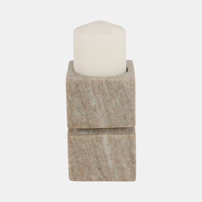 Onyx Marble Stacked Cubes Pillar Candleholder