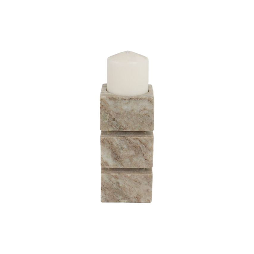 Onyx Marble Stacked Cubes Pillar Candleholder