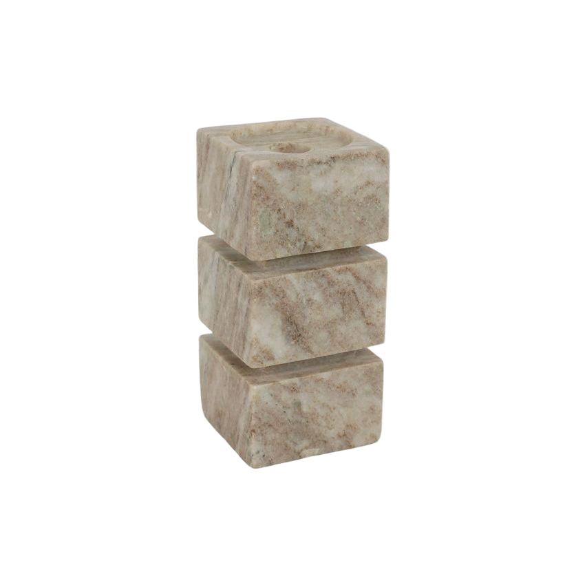 Onyx Marble Stacked Cubes Pillar Candleholder