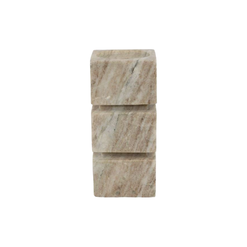 Onyx Marble Stacked Cubes Pillar Candleholder