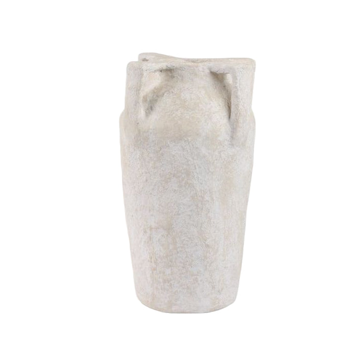 White Paper Mache Handle Vase