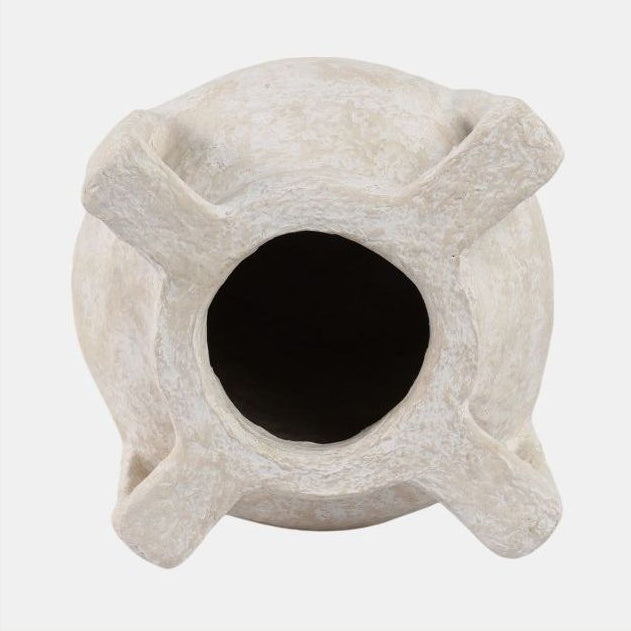 White Paper Mache Handle Vase