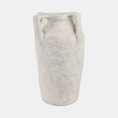 White Paper Mache Handle Vase