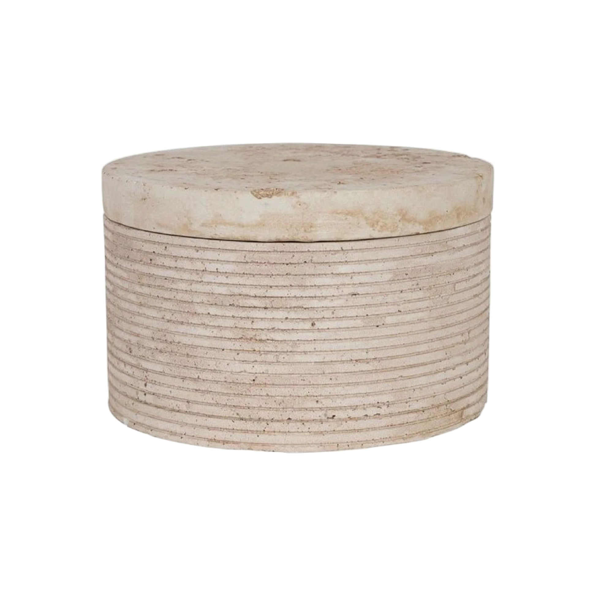 Travertine Large Round Box