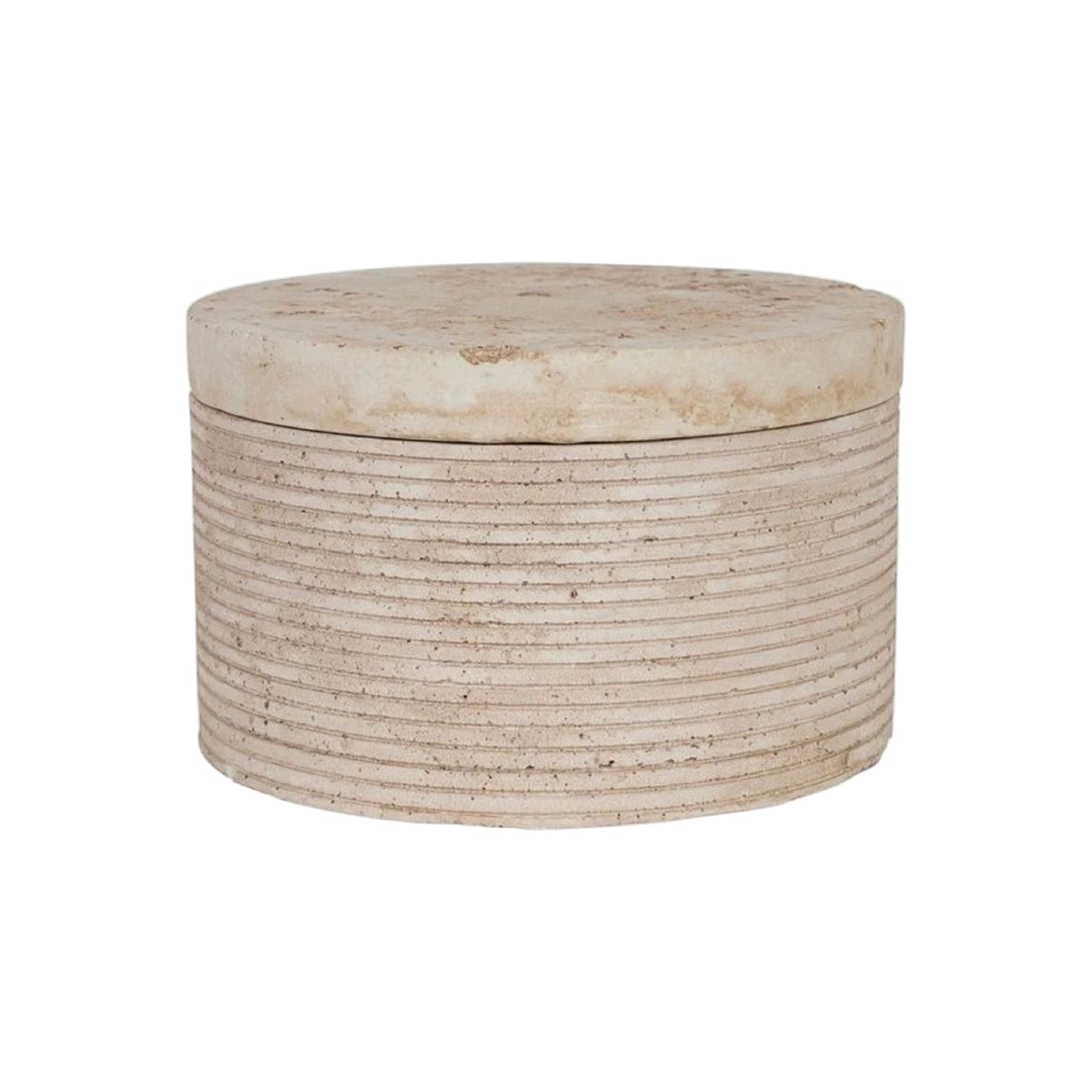 Travertine Small Round Box