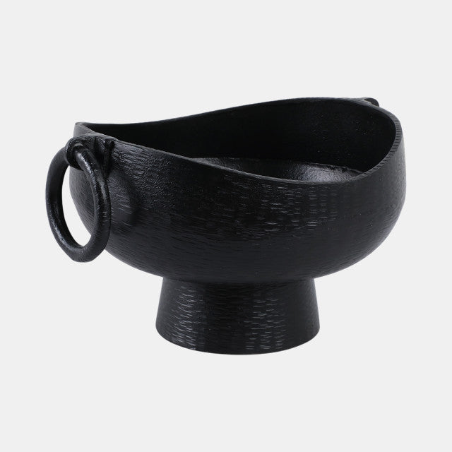 Metal Pedestal Bowl With Ring Handles