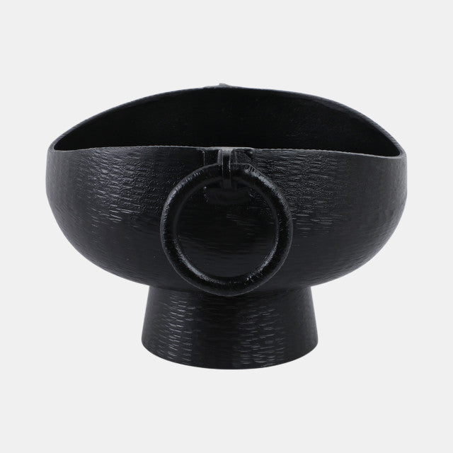 Metal Pedestal Bowl With Ring Handles