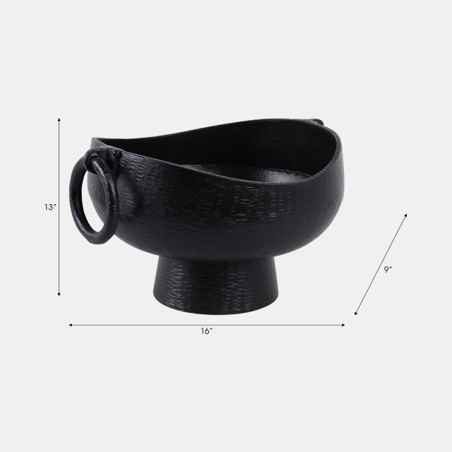 Metal Pedestal Bowl With Ring Handles