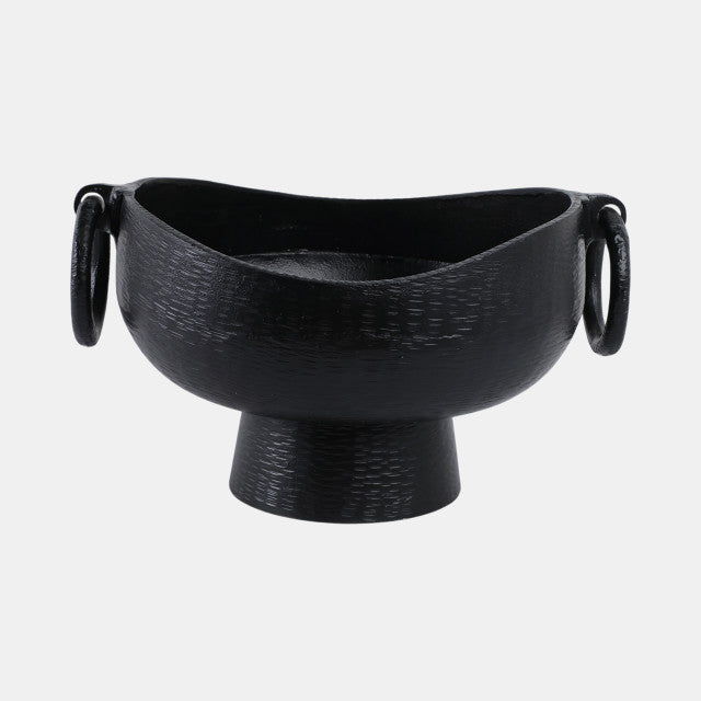 Metal Pedestal Bowl With Ring Handles