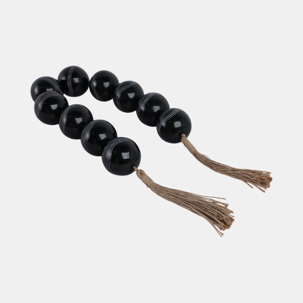 Black Carved Bead Garland