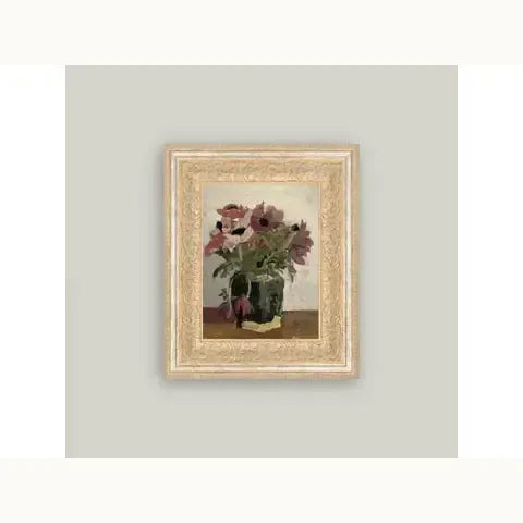 Mauve Floral Framed Antique Art