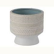 White & Cream Ceramic Footed Pot