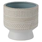 White & Cream Ceramic Footed Pot