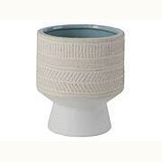 White & Cream Ceramic Footed Pot