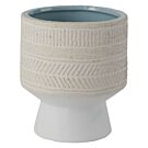White & Cream Ceramic Footed Pot