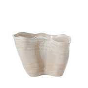 Large Off-White Wavy Ceramic Vase