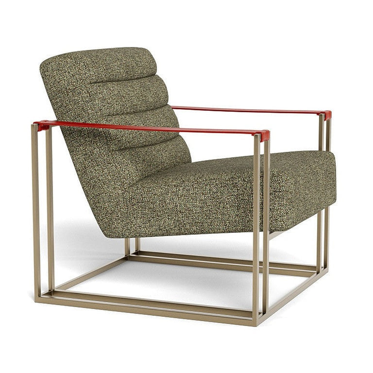 Modern Metal with Leather Arm Detail Accent Chair