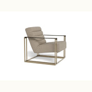 Custom Upholstered Chair with Leather Strap Arm