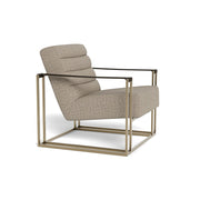 Custom Upholstered Chair with Leather Strap Arm