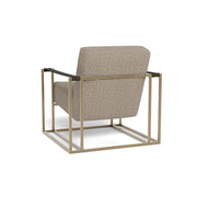 Custom Upholstered Chair with Leather Strap Arm