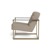 Custom Upholstered Chair with Leather Strap Arm