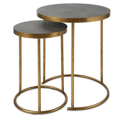 Antiqued Brass and Gray Nesting Tables