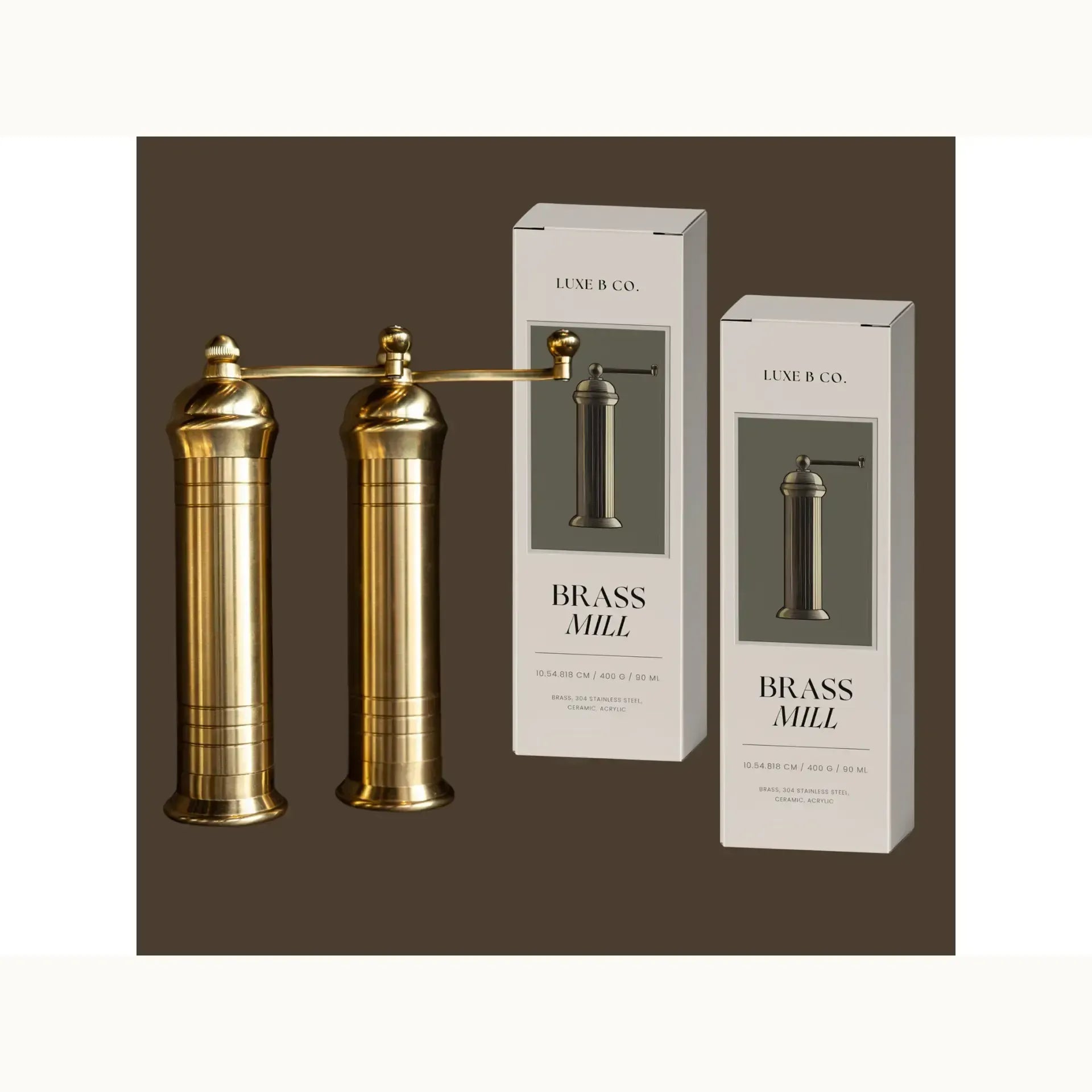 Brass 9" Salt and Pepper Grinders