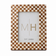 5x7 Bone/Wood Checkered Picture Frame