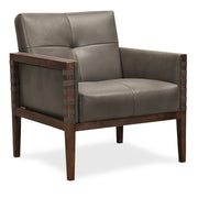 Carverdale Leather Club Chair, Maddie Grey