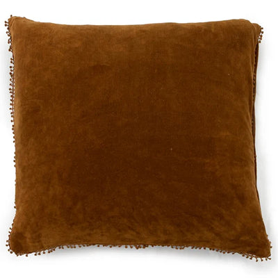 22x22 Velvet Pillow With Poms