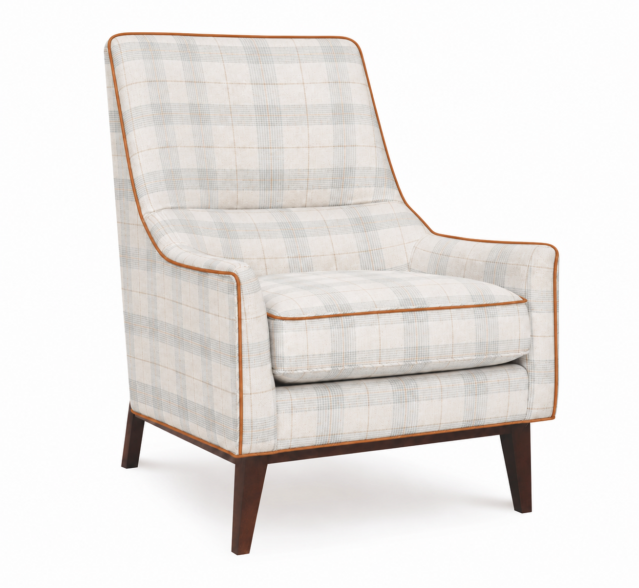 Swoop Arm High Leg Accent Chair w/Contrasting Welt