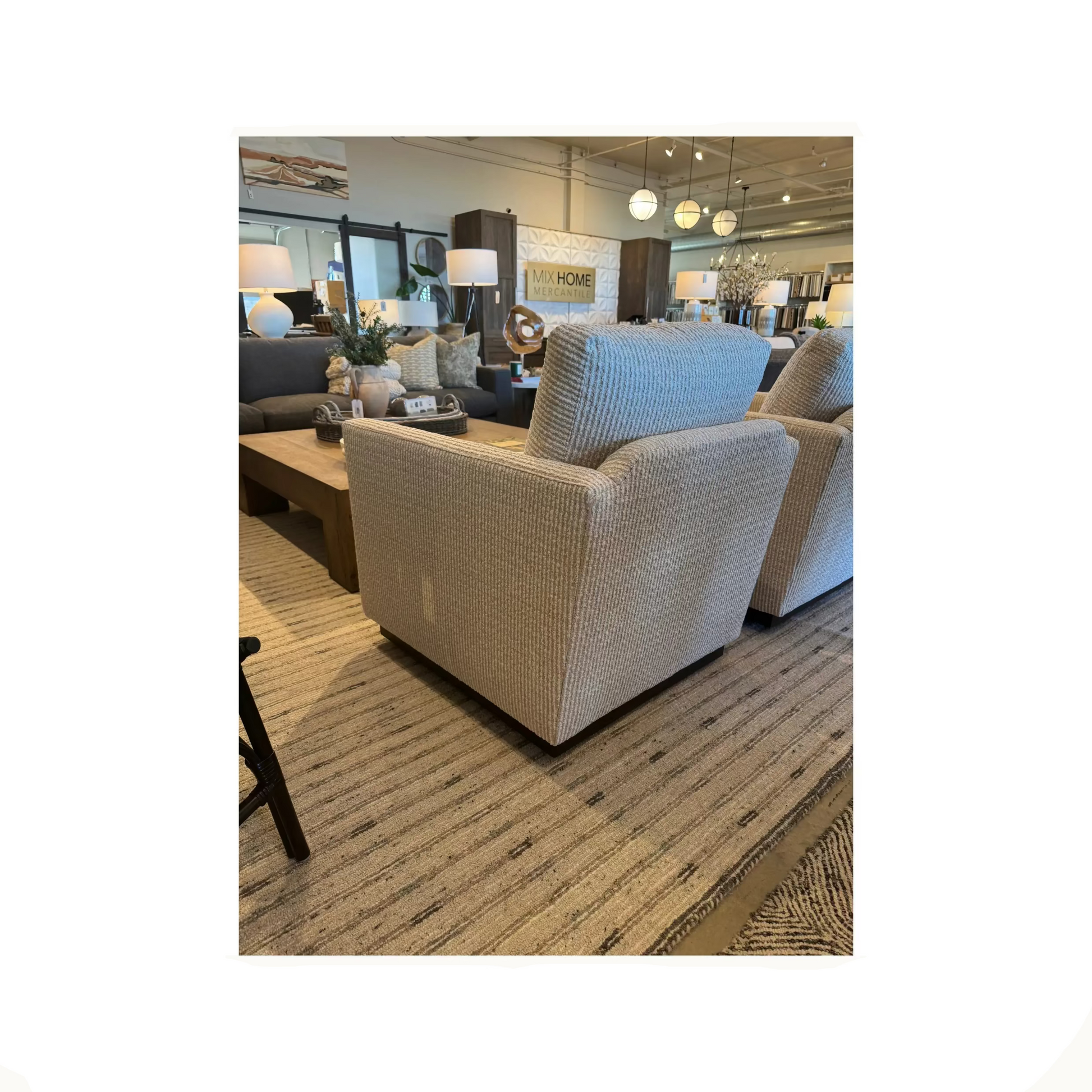 Custom Textured Track Arm Swivel Chair