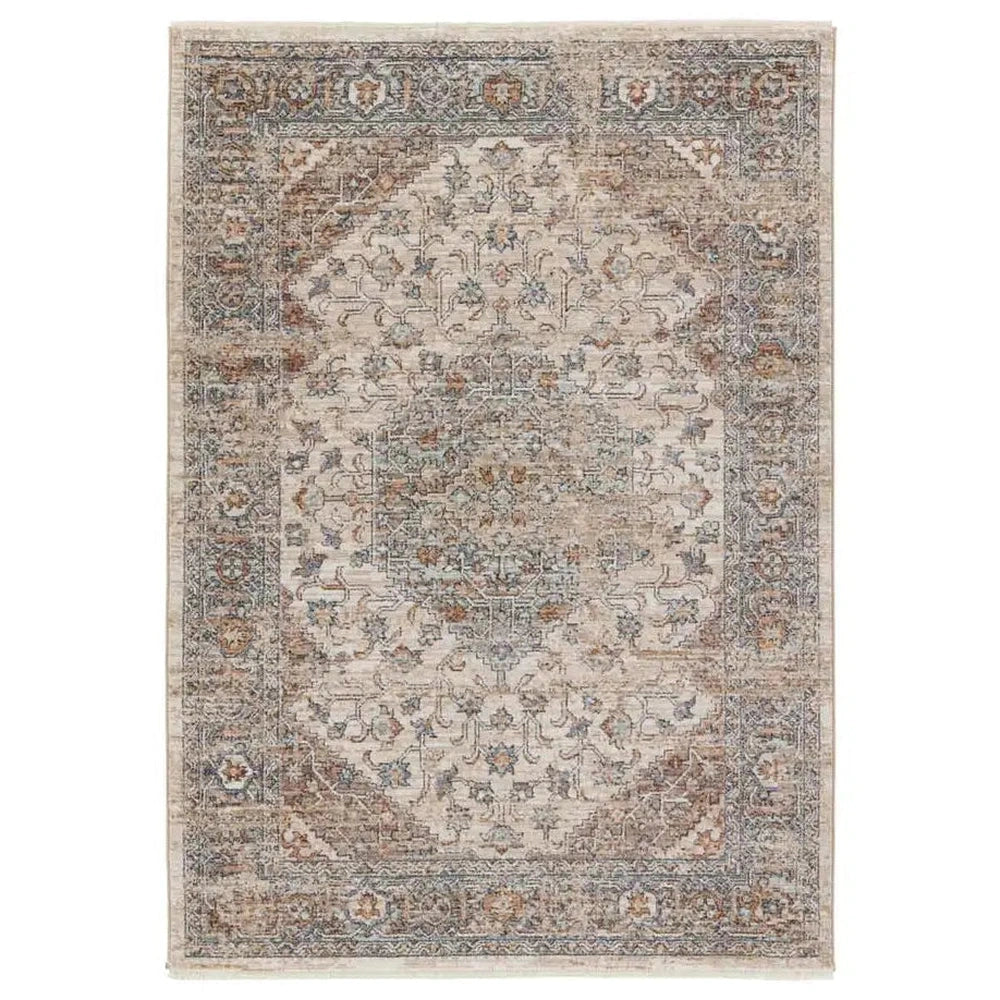 3' x 10' Blue and Beige Runner Rug