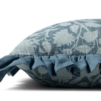 18X18  Blue Ruffled Down Pillow