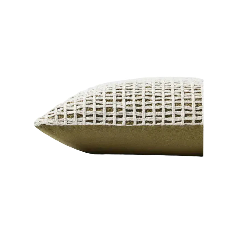 18" Green/Ivory Grid Down Pillow